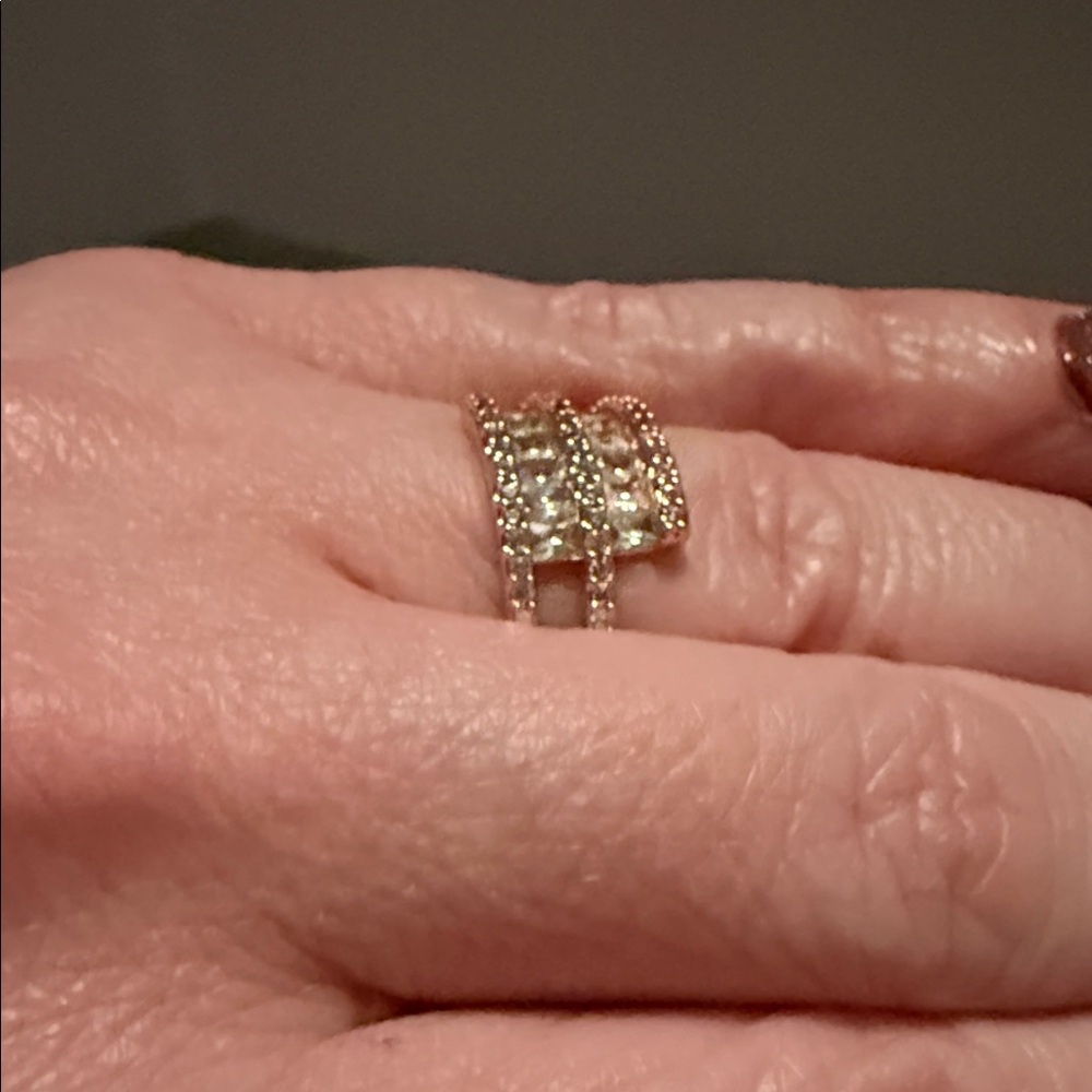 Rose Gold Plated Diamond Cubic Zirconia Ring - Picture 2 of 2